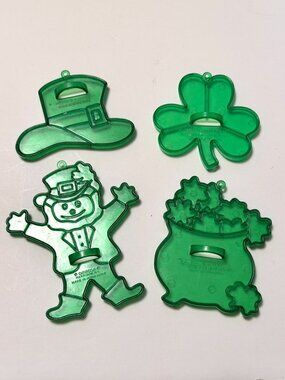 Vintage 1980s Amscan St. Patrick’s Day Cookie Cutters Leprechaun Gold Shamrock